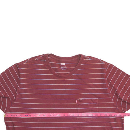 Levi's Men's Burgundy Striped 3XL Crew Neck Cotton T-Shirt