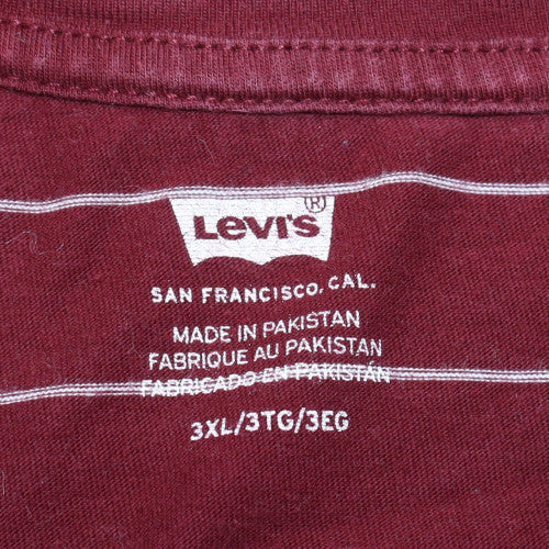 Levi's Men's Burgundy Striped 3XL Crew Neck Cotton T-Shirt