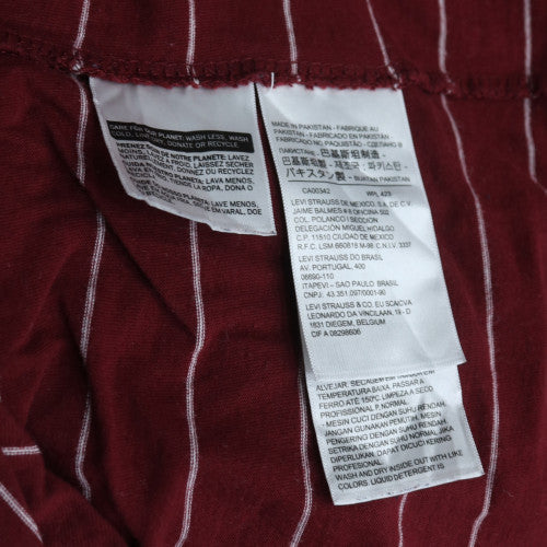 Levi's Men's Burgundy Striped 3XL Crew Neck Cotton T-Shirt