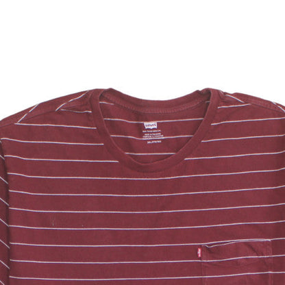 Levi's Men's Burgundy Striped 3XL Crew Neck Cotton T-Shirt