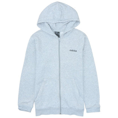 adidas Boys Grey Full Zip Hoodie 14-15 Years Cotton Blend Hooded Sweatshirt