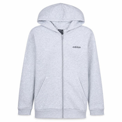 Front view of adidas boys’ grey full zip hoodie 14-15 years cotton blend hooded sweatshirt