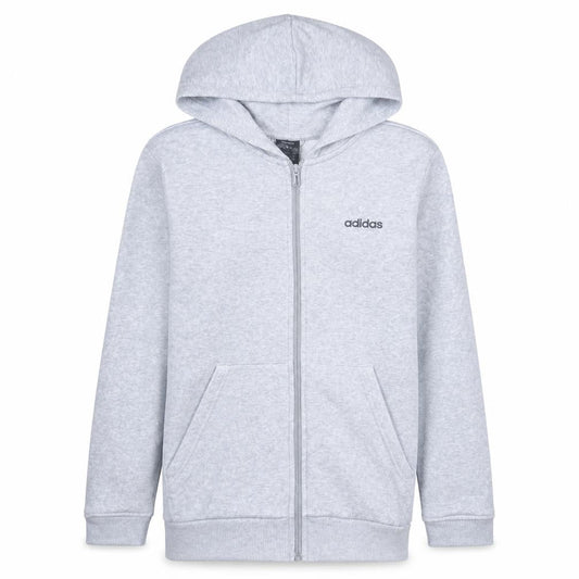Front view of adidas boys’ grey full zip hoodie 14-15 years cotton blend hooded sweatshirt