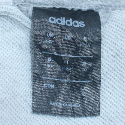 adidas Boys Grey Full Zip Hoodie 14-15 Years Cotton Blend Hooded Sweatshirt