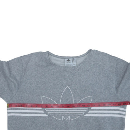 Adidas Women's Grey Crew Neck Pullover Sweatshirt L Logo Print