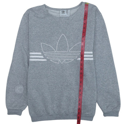 Adidas Women's Grey Crew Neck Pullover Sweatshirt L Logo Print