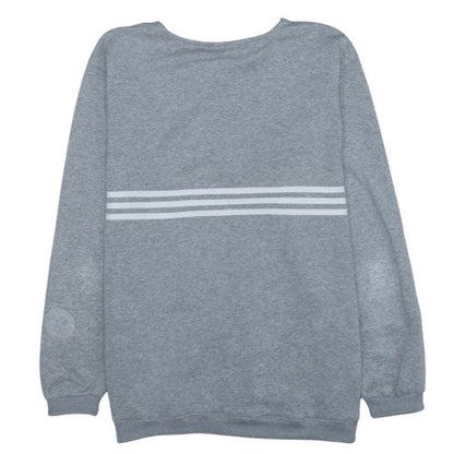 Adidas Women's Grey Crew Neck Pullover Sweatshirt L Logo Print