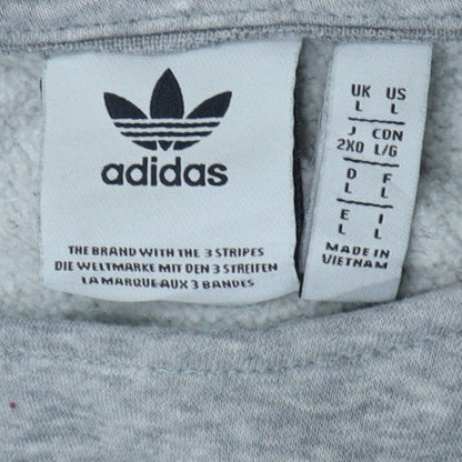 Adidas Women's Grey Crew Neck Pullover Sweatshirt L Logo Print