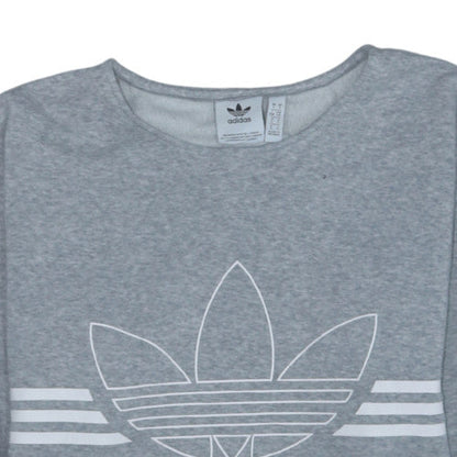 Adidas Women's Grey Crew Neck Pullover Sweatshirt L Logo Print