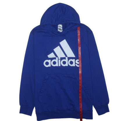 adidas Men's Blue 4XL Pullover Hoodie with Logo Graphic Print