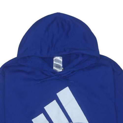 adidas Men's Blue 4XL Pullover Hoodie with Logo Graphic Print