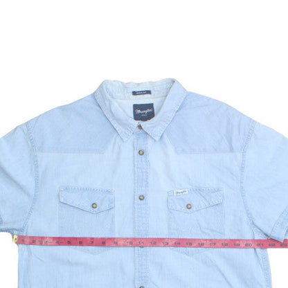 Wrangler Men's Blue Denim Short Sleeve Button-Up Shirt XL