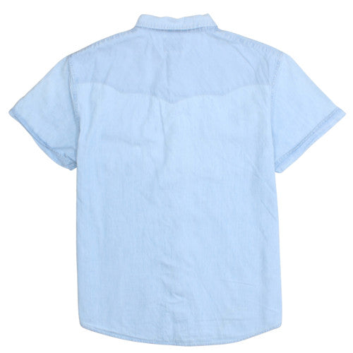 Wrangler Men's Blue Denim Short Sleeve Button-Up Shirt XL