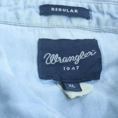 Wrangler Men's Blue Denim Short Sleeve Button-Up Shirt XL