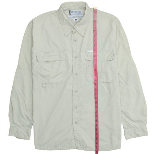 Columbia Men's Beige Long Sleeve Button-Up Outdoor Shirt L