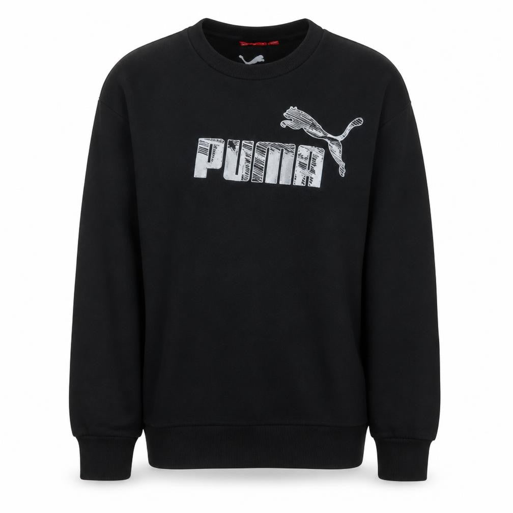 Puma Mens Black L Sweatshirt Crew Neck Graphic Logo Pullover