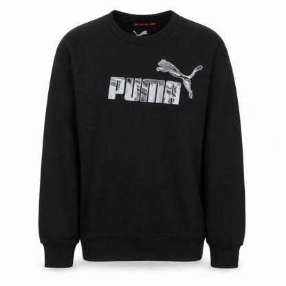Puma Mens Black L Sweatshirt Crew Neck Graphic Logo Pullover