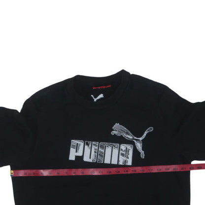 Puma Mens Black L Sweatshirt Crew Neck Graphic Logo Pullover