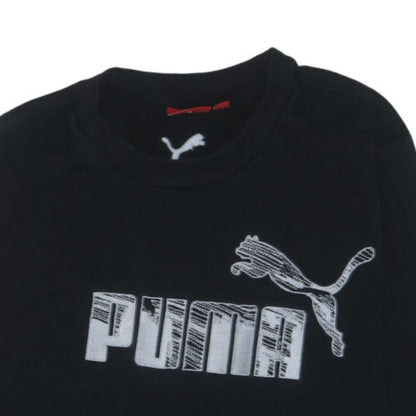 Puma Mens Black L Sweatshirt Crew Neck Graphic Logo Pullover