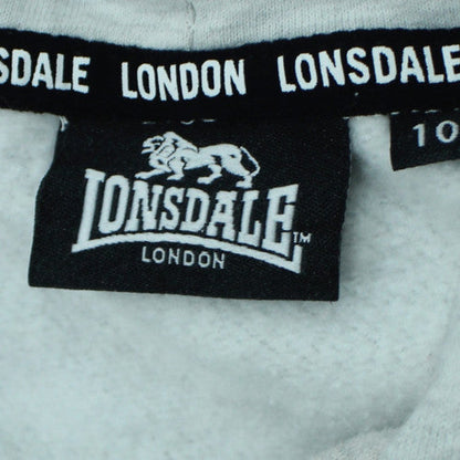 Lonsdale Women Grey Hoodie Size 10 Cotton Pullover Sweatshirt