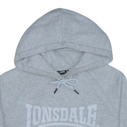 Lonsdale Women Grey Hoodie Size 10 Cotton Pullover Sweatshirt