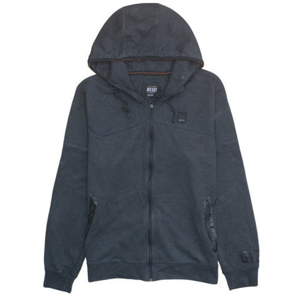 Diesel Men's Black Full Zip Hoodie 2XL Hooded Ring Spun Sweatshirt
