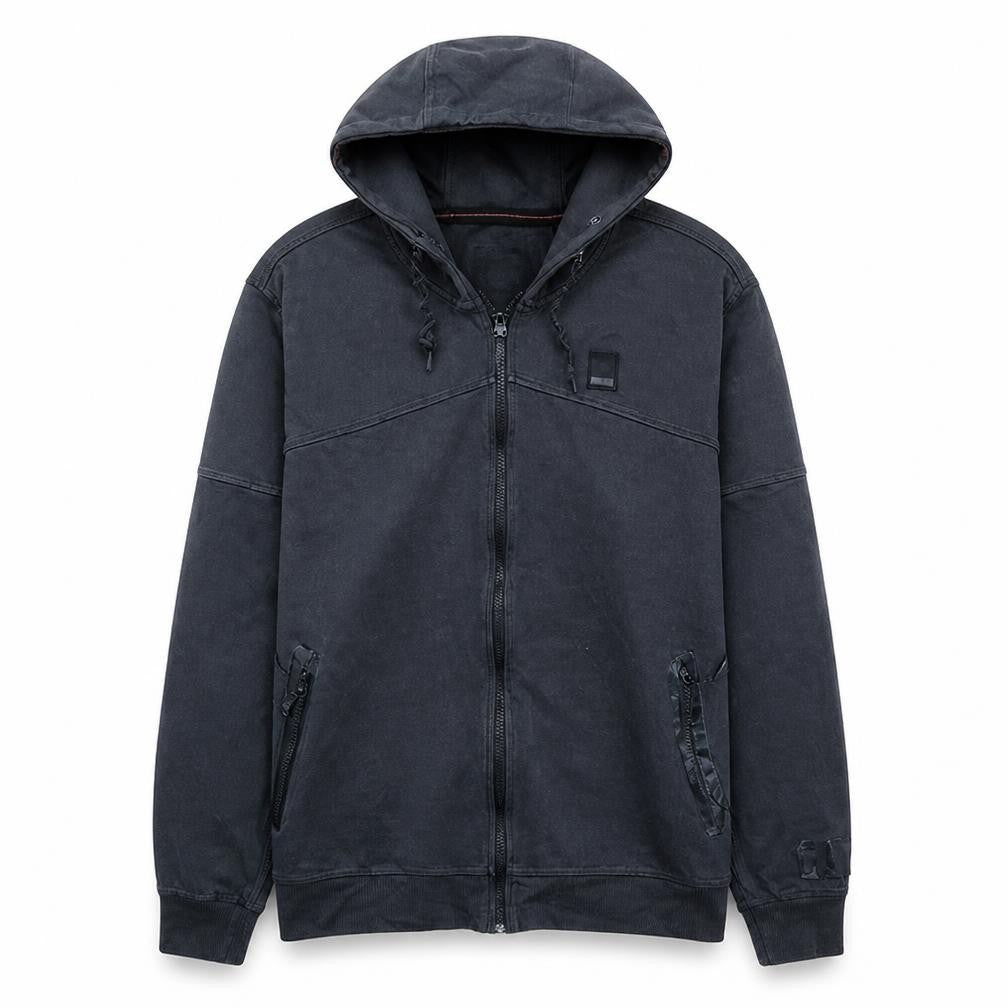 Diesel Men's Black Full Zip Hoodie 2XL Hooded Ring Spun Sweatshirt