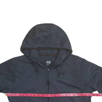 Diesel Men's Black Full Zip Hoodie 2XL Hooded Ring Spun Sweatshirt