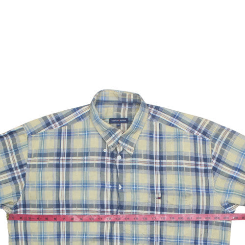 Tommy Hilfiger Men's Blue Check Long Sleeve Cotton Shirt 2XL