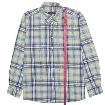 Tommy Hilfiger Men's Blue Check Long Sleeve Cotton Shirt 2XL
