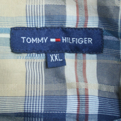 Tommy Hilfiger Men's Blue Check Long Sleeve Cotton Shirt 2XL