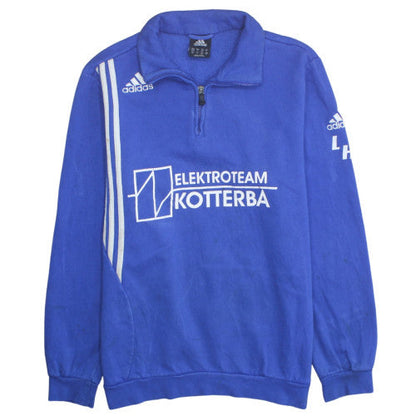 Adidas Men's Blue 1/4 Zip Sports Sweatshirt L Logo Fleece