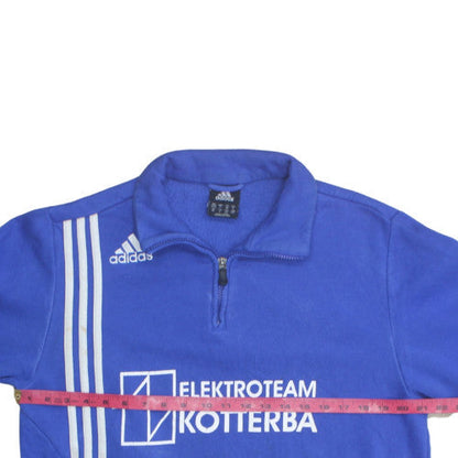 Adidas Men's Blue 1/4 Zip Sports Sweatshirt L Logo Fleece