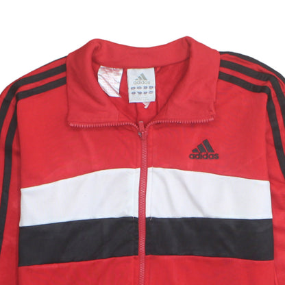 Adidas Boys Red Full Zip Track Sweatshirt 13-14 Years Classic Stripe Design