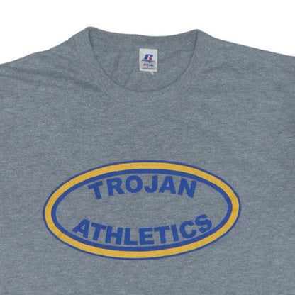 Russell Athletic Men's Grey Trojan Athletics Graphic T-Shirt Size L