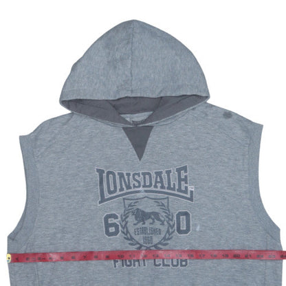 Lonsdale Men's Grey Sleeveless Hoodie XL Sports Vest Style