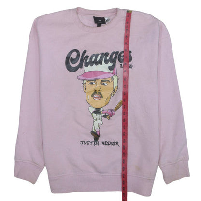 H&M Women’s Pink Justin Bieber Changes 2020 Sweatshirt Size M Relaxed Fit