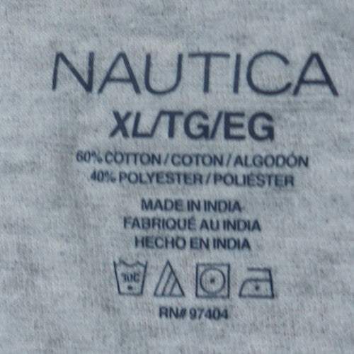 Nautica Men's Grey XL Classic Crew Neck Cotton Blend T-Shirt