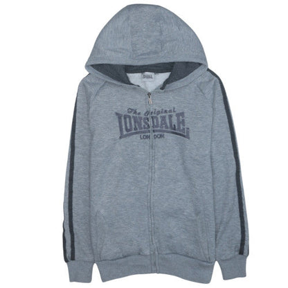 Lonsdale London Grey Full Zip Hoodie Teens Size 12 Polyester Cotton