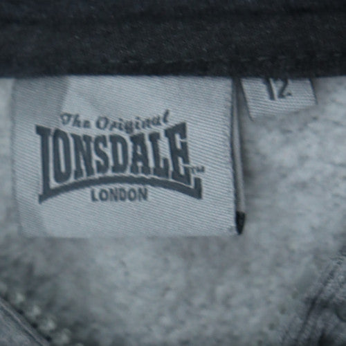 Lonsdale London Grey Full Zip Hoodie Teens Size 12 Polyester Cotton