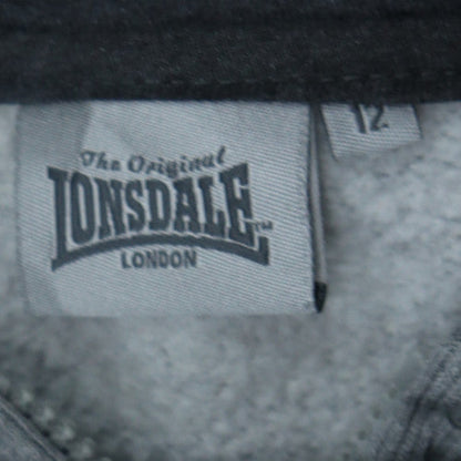 Lonsdale London Grey Full Zip Hoodie Teens Size 12 Polyester Cotton