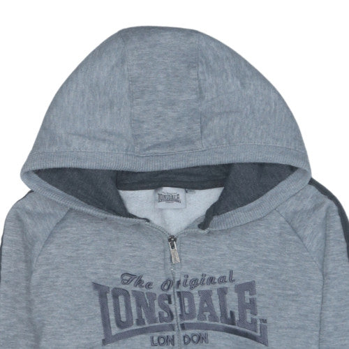 Lonsdale London Grey Full Zip Hoodie Teens Size 12 Polyester Cotton