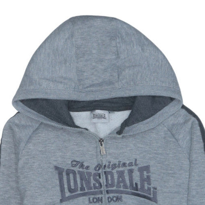 Lonsdale London Grey Full Zip Hoodie Teens Size 12 Polyester Cotton