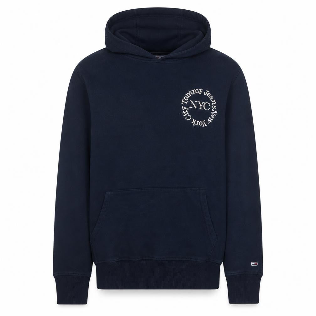 Tommy Jeans Men's Blue 2XL Pullover Hoodie NYC Logo Sweatshirt