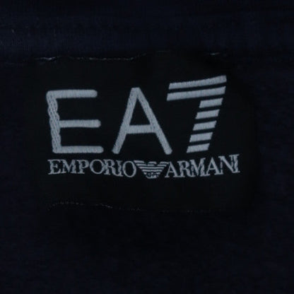 Emporio Armani EA7 Men's Blue Pullover Hoodie M Logo Fleece Sweatshirt