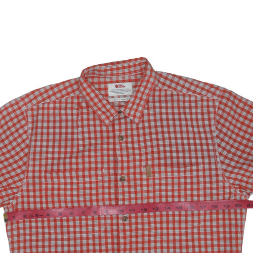 Fjällräven Men's Red Check Short Sleeve Regular Fit Button-Up Shirt L