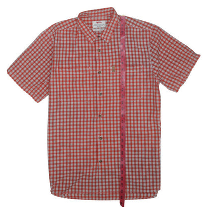 Fjällräven Men's Red Check Short Sleeve Regular Fit Button-Up Shirt L