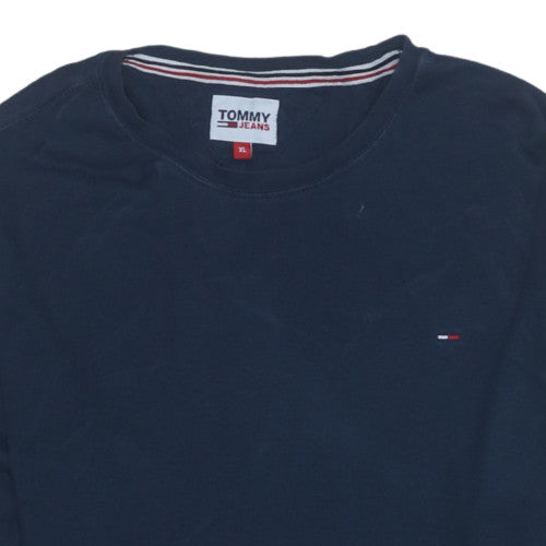 Tommy Jeans Men's Navy Long Sleeve Crew Neck T-Shirt XL Cotton
