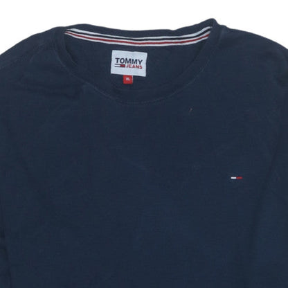 Tommy Jeans Men's Navy Long Sleeve Crew Neck T-Shirt XL Cotton