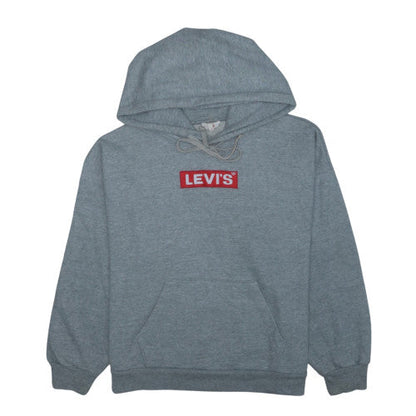 Levi's Men Grey Pullover Hoodie Medium Fleece Logo Sweatshirt